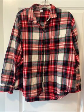 Old Navy Women’s Red Plaid Flannel Button-Up Shirt
